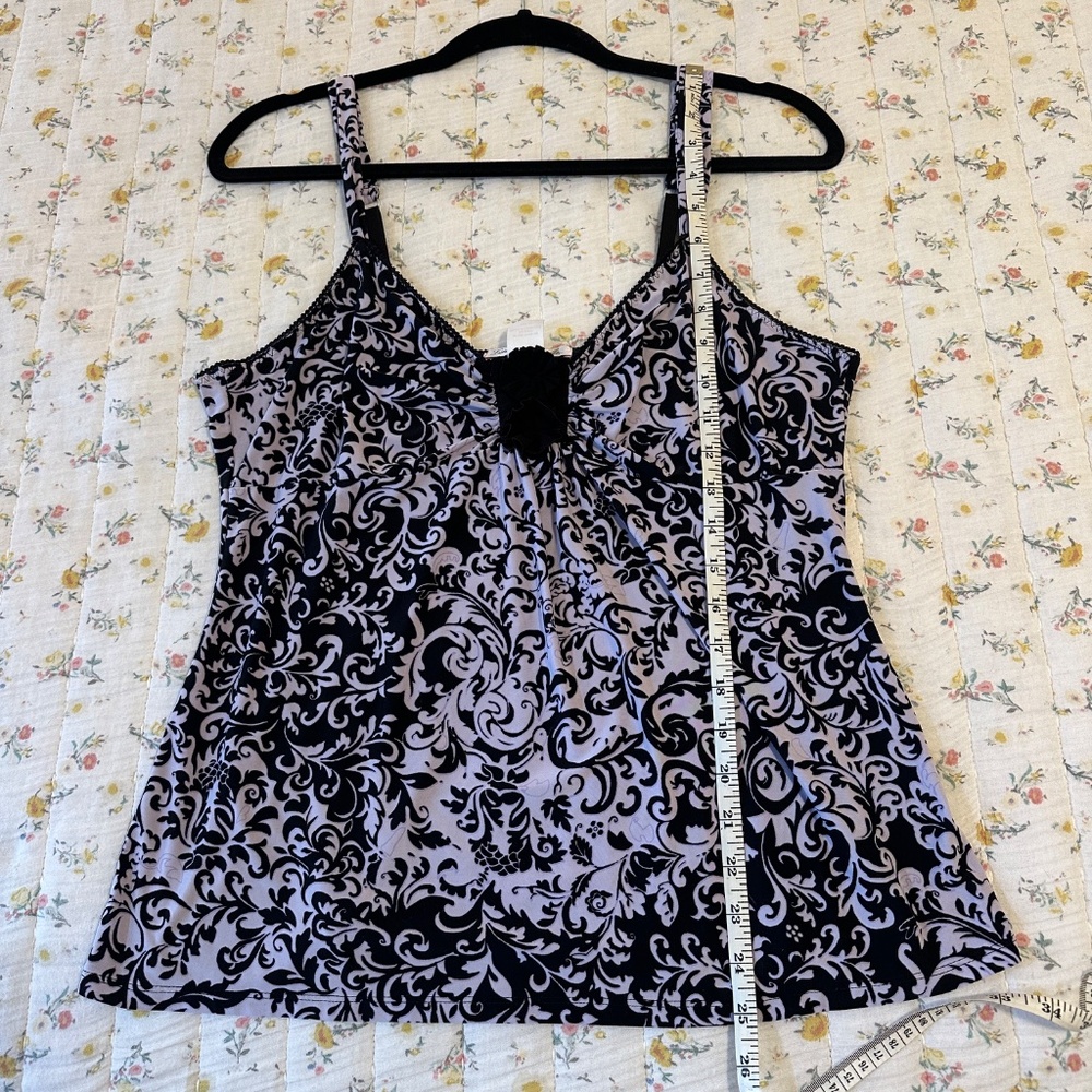 Linea Donatella Women's Tank Top Size Medium Y2K 90s Lavender Black Whimsigoth - Picture 5 of 5